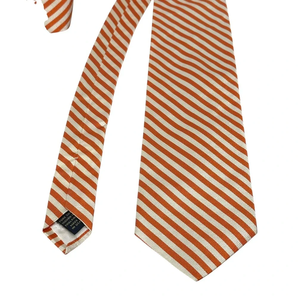 Brooks Brothers Makers Rep Stripe‎ Silk Tie Orange Ivy Prep Made England